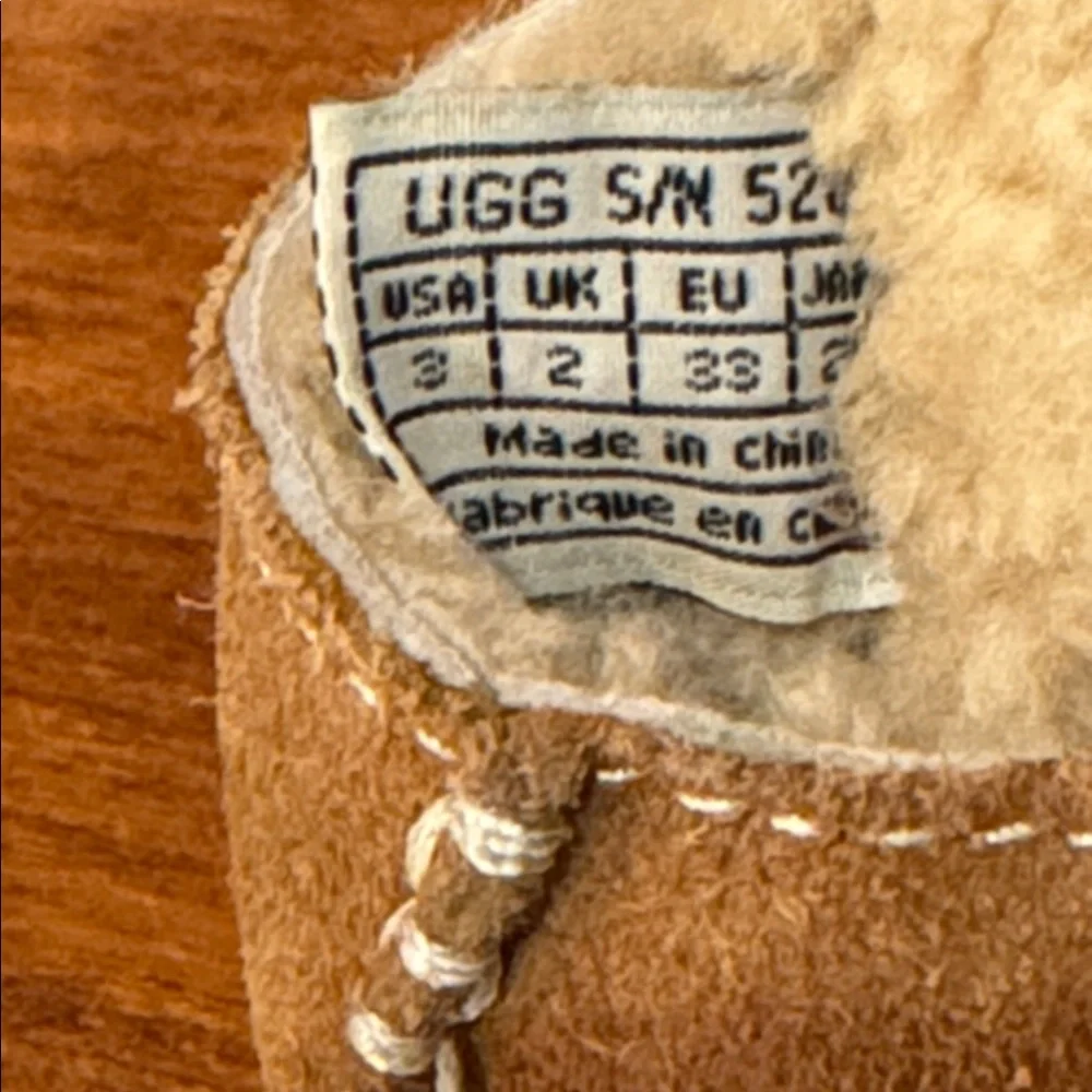 UGG Layback Flip Flop Suede Chestnut Brown Tan Kids Size 3 Sandal Shearling